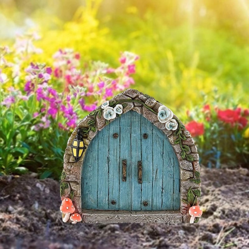 SETOFI Fairy Door for Tree, Wooden Fairy Doors Elf Door Miniature Wood Doors for Garden Yard Trees Ornaments (D) - Image 3